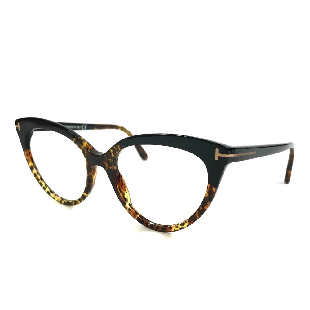 Tom Ford Eyeglasses Frames TF5674-B 005 Black Brown Cat Eye Full Rim 54-17-140